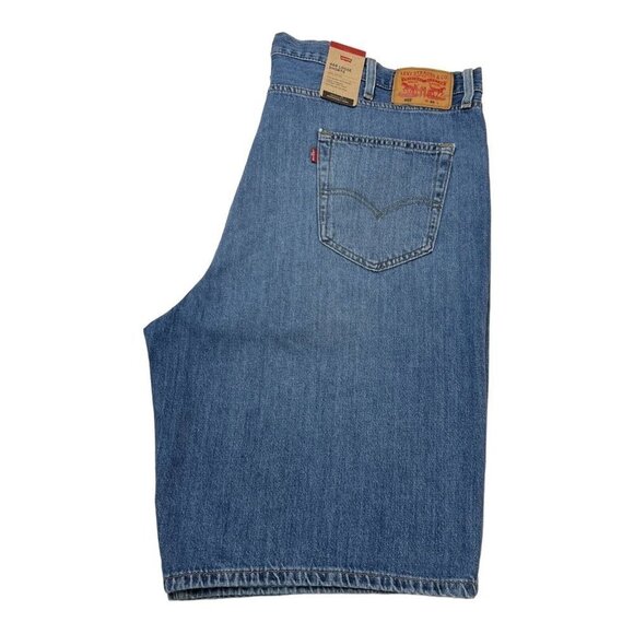 Levis Mens 44 469 Denim Shorts Loose Fit Light Distressed Below Knee Cotton - Picture 1 of 9